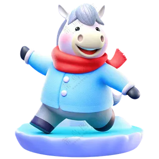 动物3D立体卡通可爱十二生肖戴围巾午马