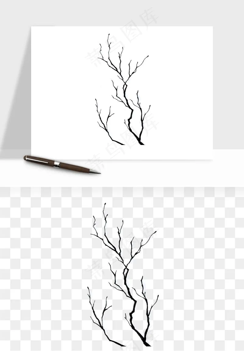 雪树枯树冬天树木png免抠