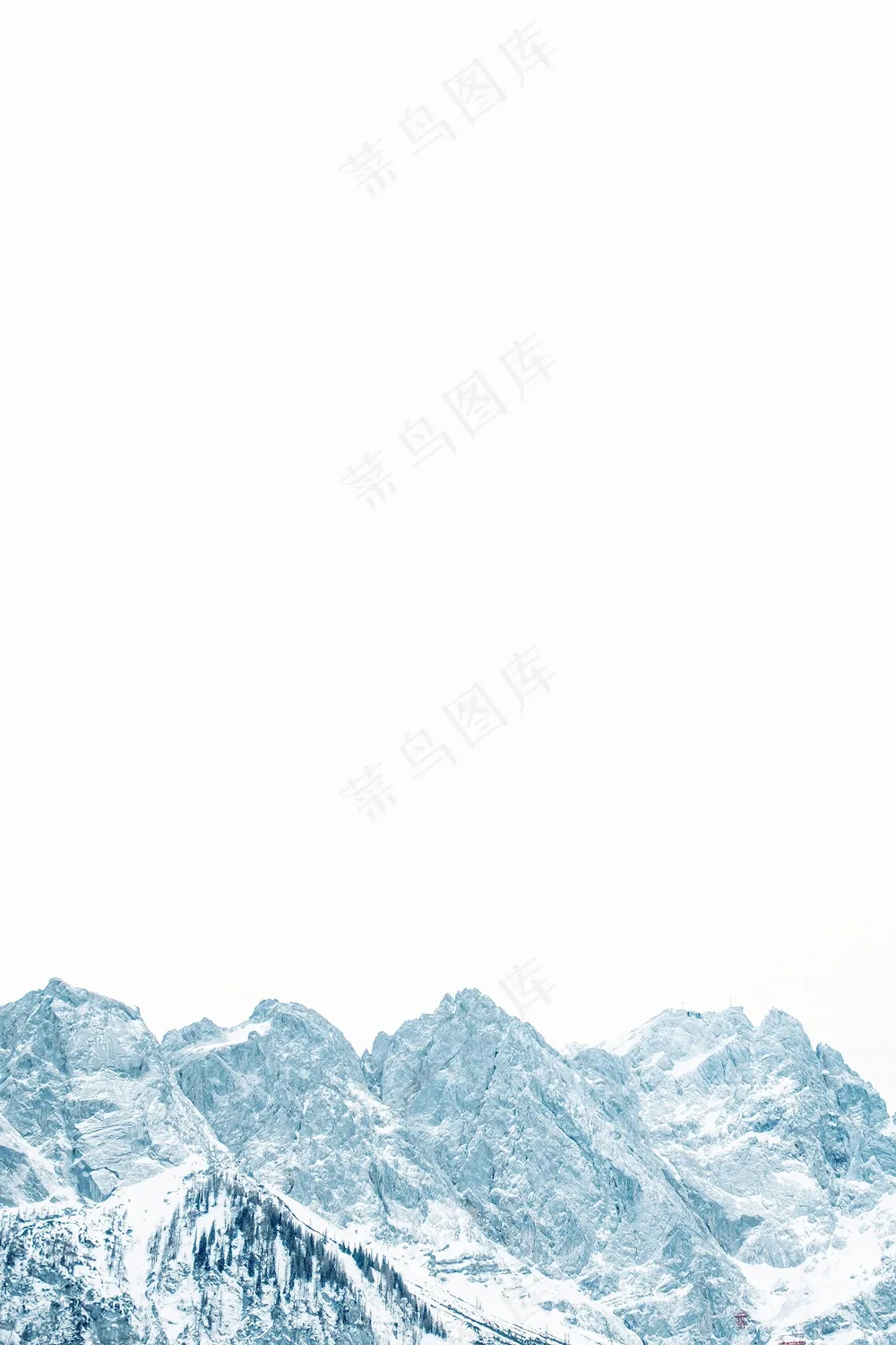 雪覆山脉宁静景·简洁风格·蓝白配色·艺术装饰画