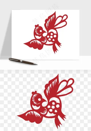 传统花鸟动物剪纸png免抠