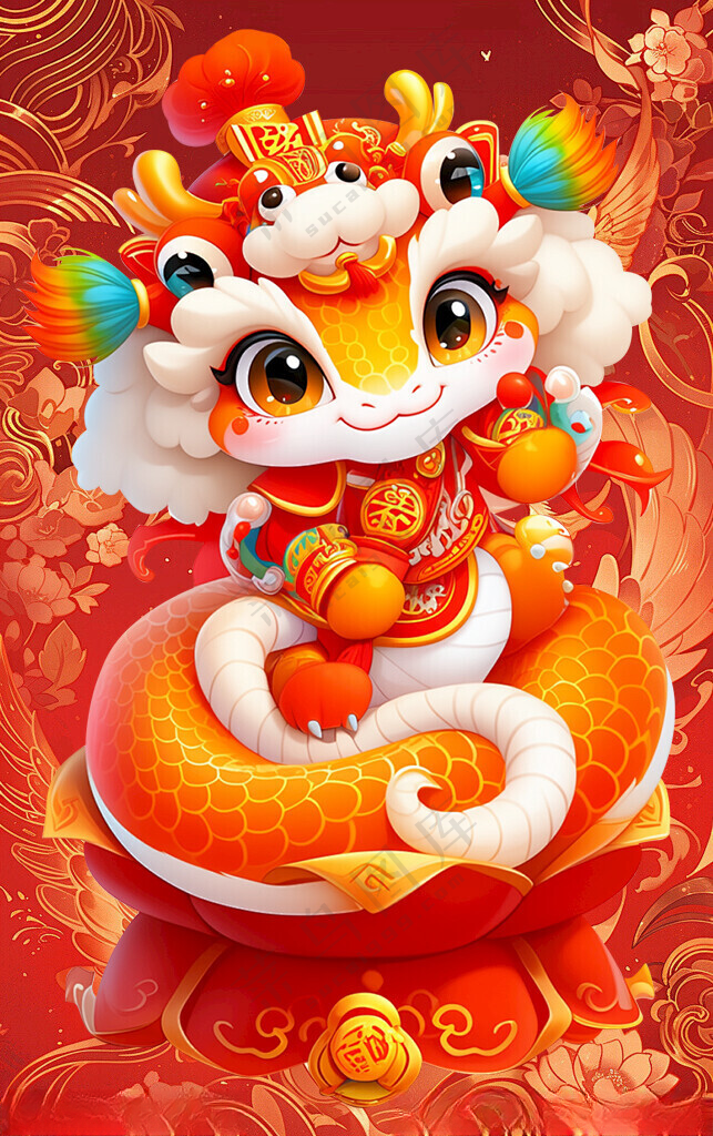 金蛇迎春蛇年大吉2025春节海报
