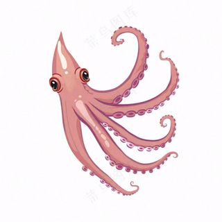 海洋动物章鱼墨鱼鱿鱼卡通插画免抠