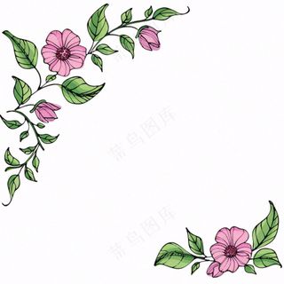 花边边框植物小清新卡通插画免抠