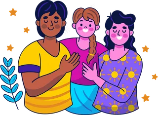 一家人拥抱在一起 美式多巴胺插画 免抠透明底