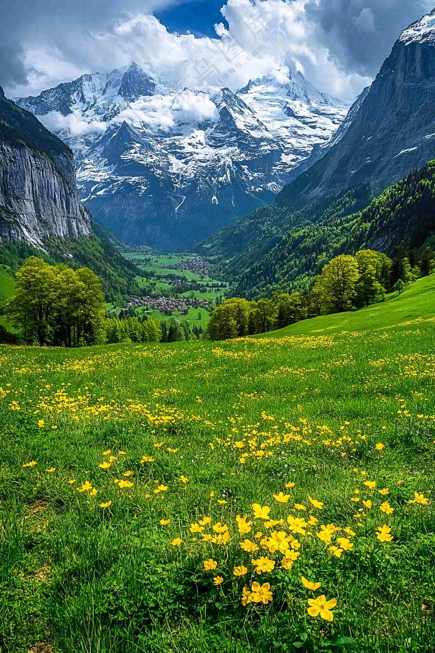 高原高山雪山风光风景摄影图