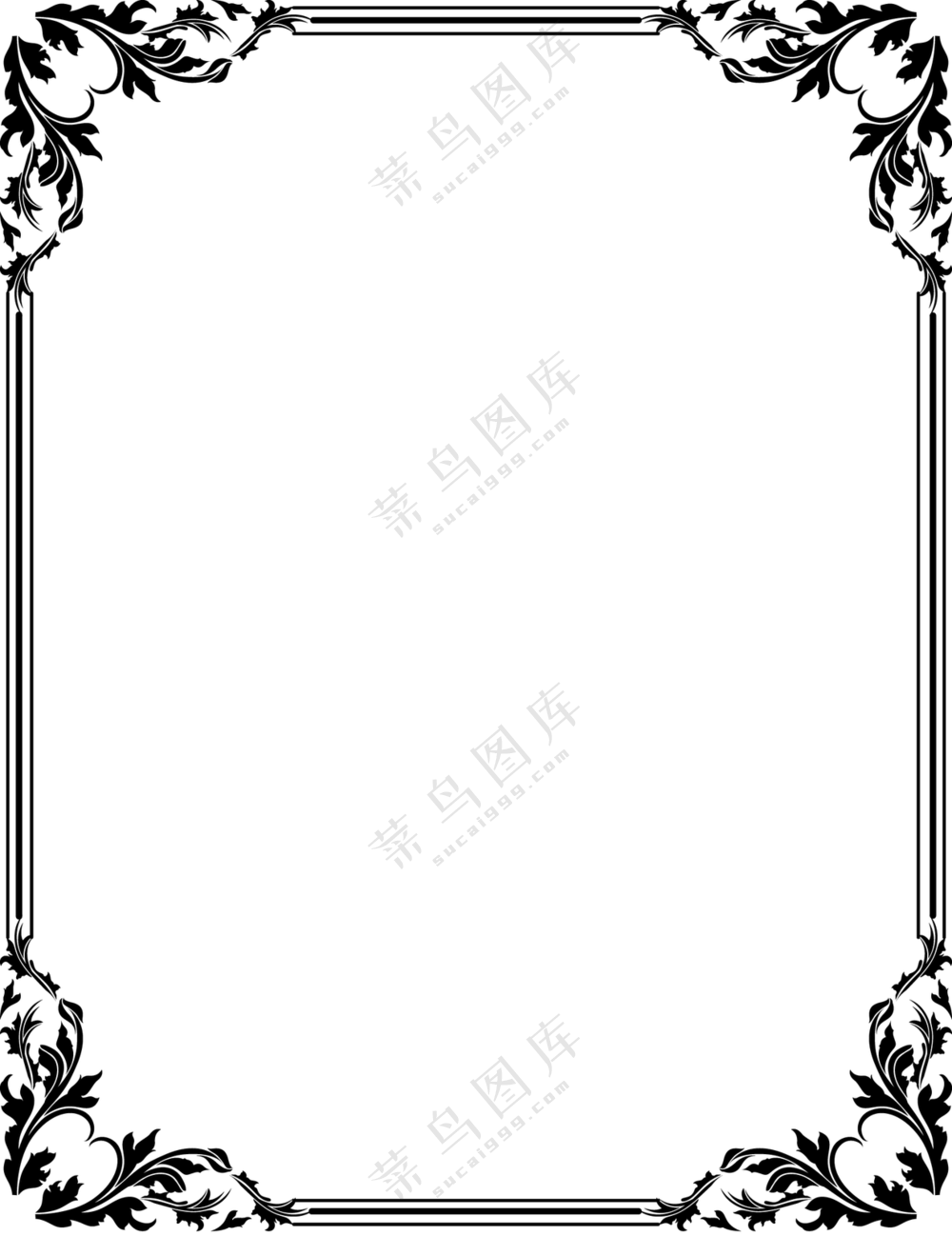 黑白花纹装饰图案边框免抠图片素材