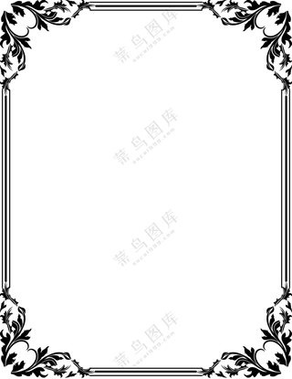 黑白花纹装饰图案边框免抠图片素材