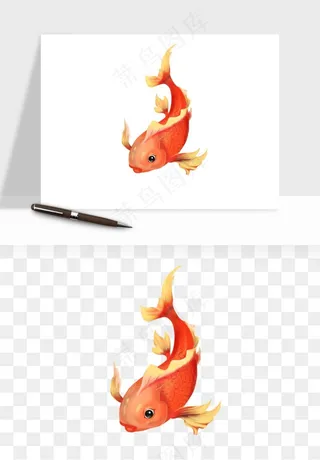 锦鲤鱼手绘水墨png免抠