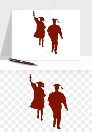 毕业季同学青春人物剪影png免抠