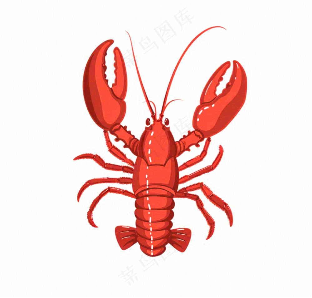 大龙虾海洋海鲜卡通插画免抠