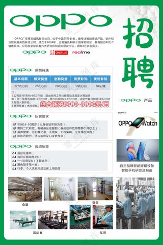 OPPO手机电子厂招工