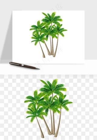 卡通沙滩椰子树png免抠