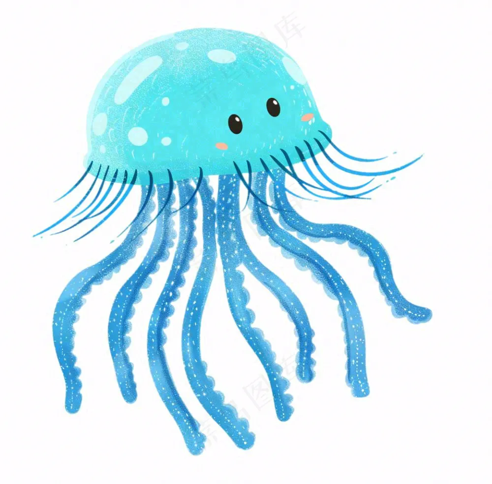 水母海洋动物卡通插画免抠