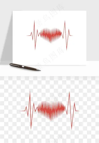 手绘心电图爱心线条png免抠