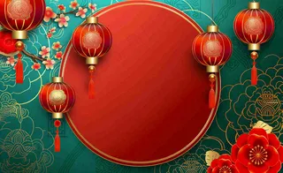 红色喜庆新年红灯笼庆祝节日元旦插画背景