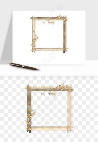 复古花卉相框欧式png免抠