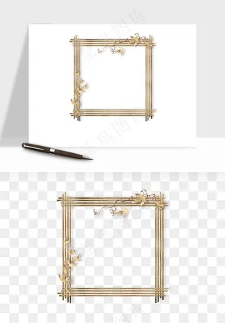 复古花卉相框欧式png免抠
