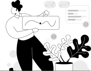 金融商业数据分析 单色扁平商务插画