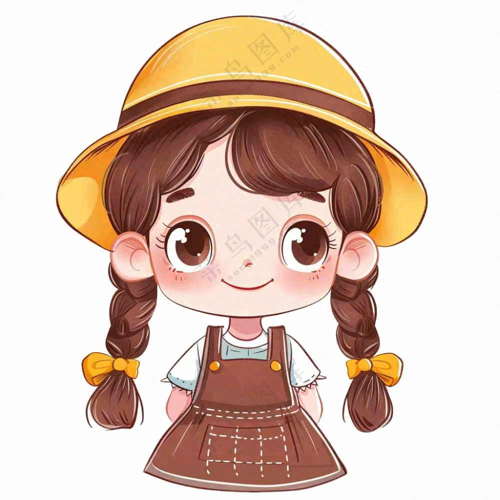 女孩学生人物卡通插画免抠