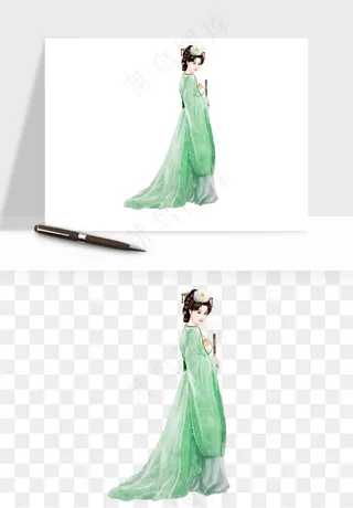 古风美人女子背影png免抠