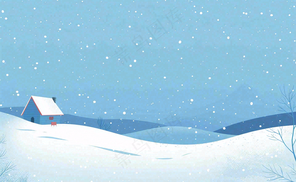 冬天白雪覆盖寒冷唯美雪景小寒插画背景