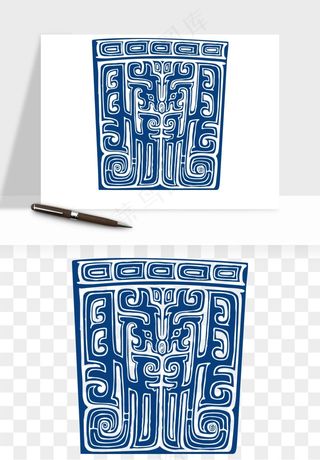 青花瓷花纹花卉图案png免抠