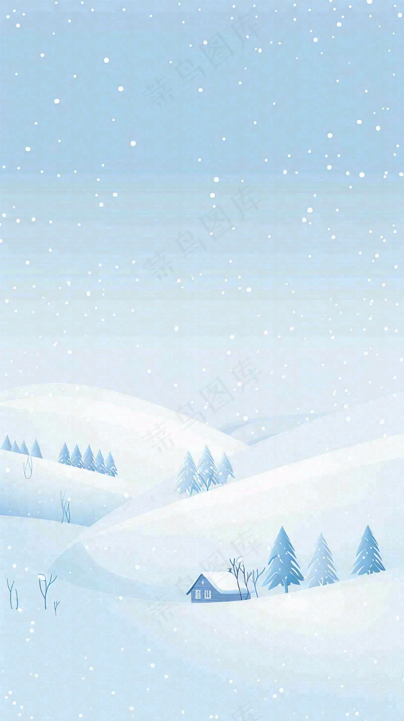 冬天白雪覆盖寒冷唯美雪景大寒插画背景