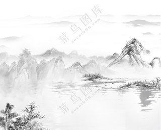 水墨山水免扣