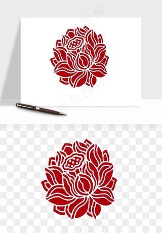 传统剪纸植物花卉png免抠