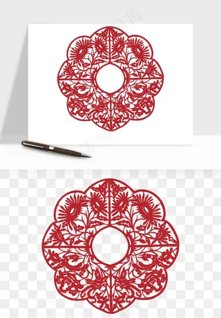 传统窗花剪纸图案png免抠