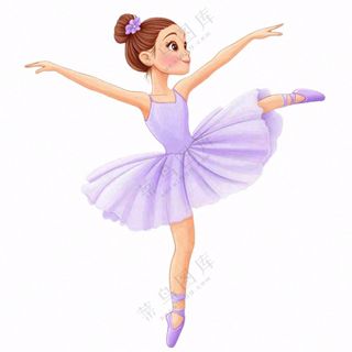芭蕾舞舞蹈少女剪影卡通插画免抠
