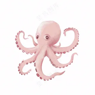 海洋动物章鱼墨鱼鱿鱼卡通插画免抠