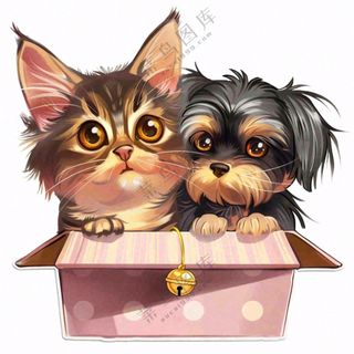 萌宠宠物猫狗礼盒免抠
