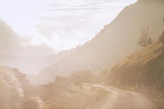 雾谷幽径静谧画·蓝灰绿·壁纸之选