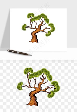 国潮松树松枝松叶png免抠