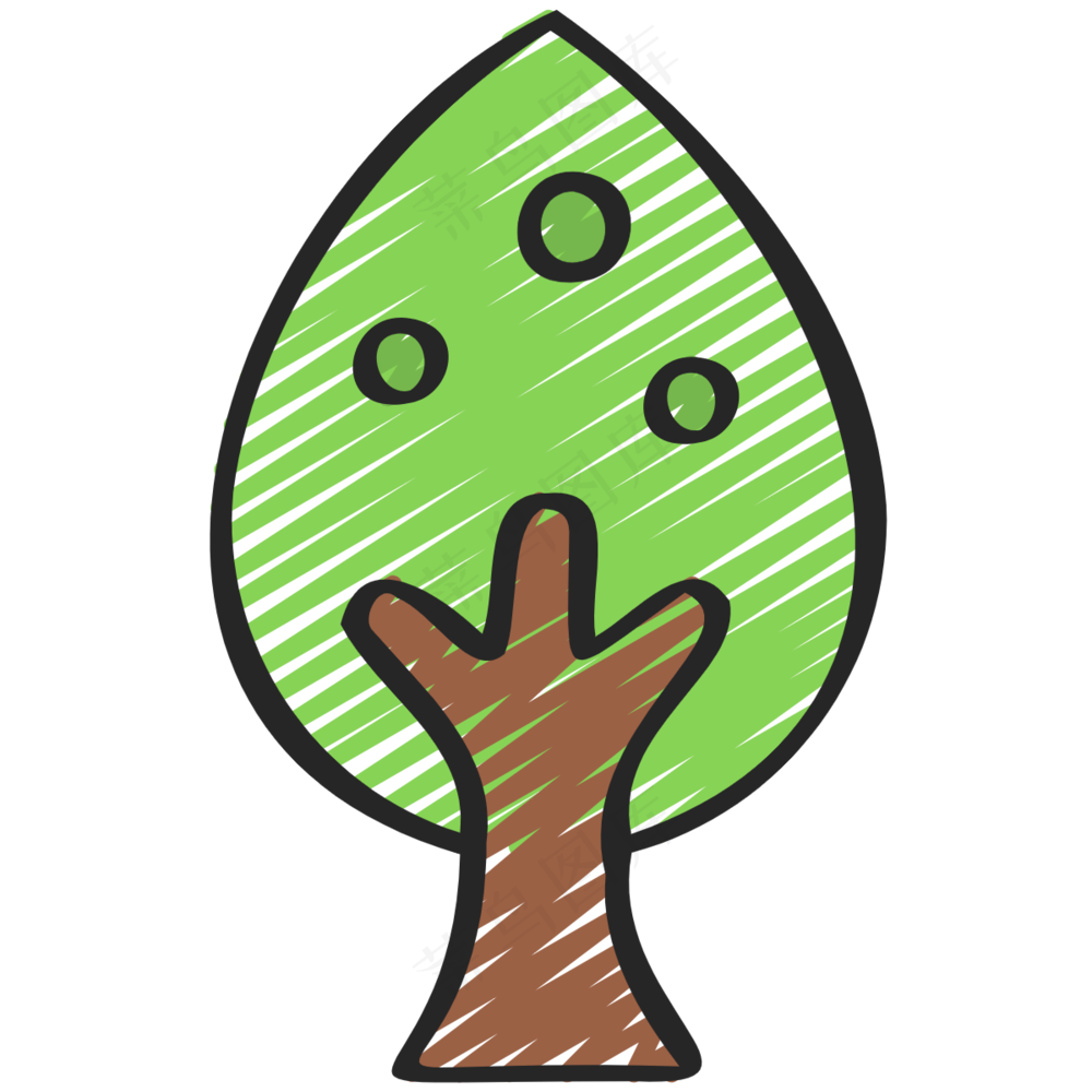 绿色小树 铅笔手绘图标icon