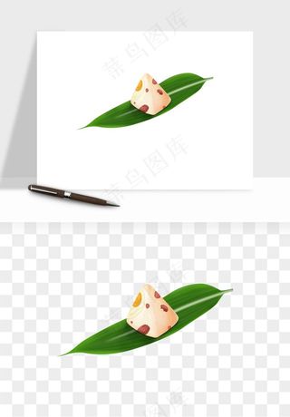 国潮粽子手绘肉粽png免抠