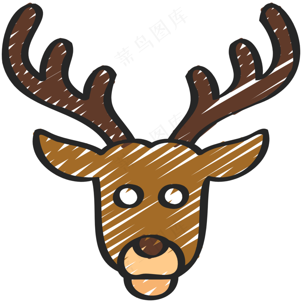 棕色麋鹿头像 铅笔手绘图标icon