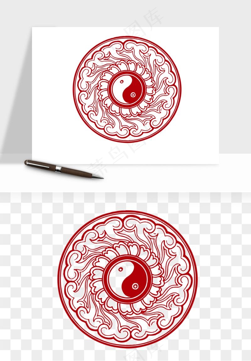 传统窗花剪纸图案png免抠