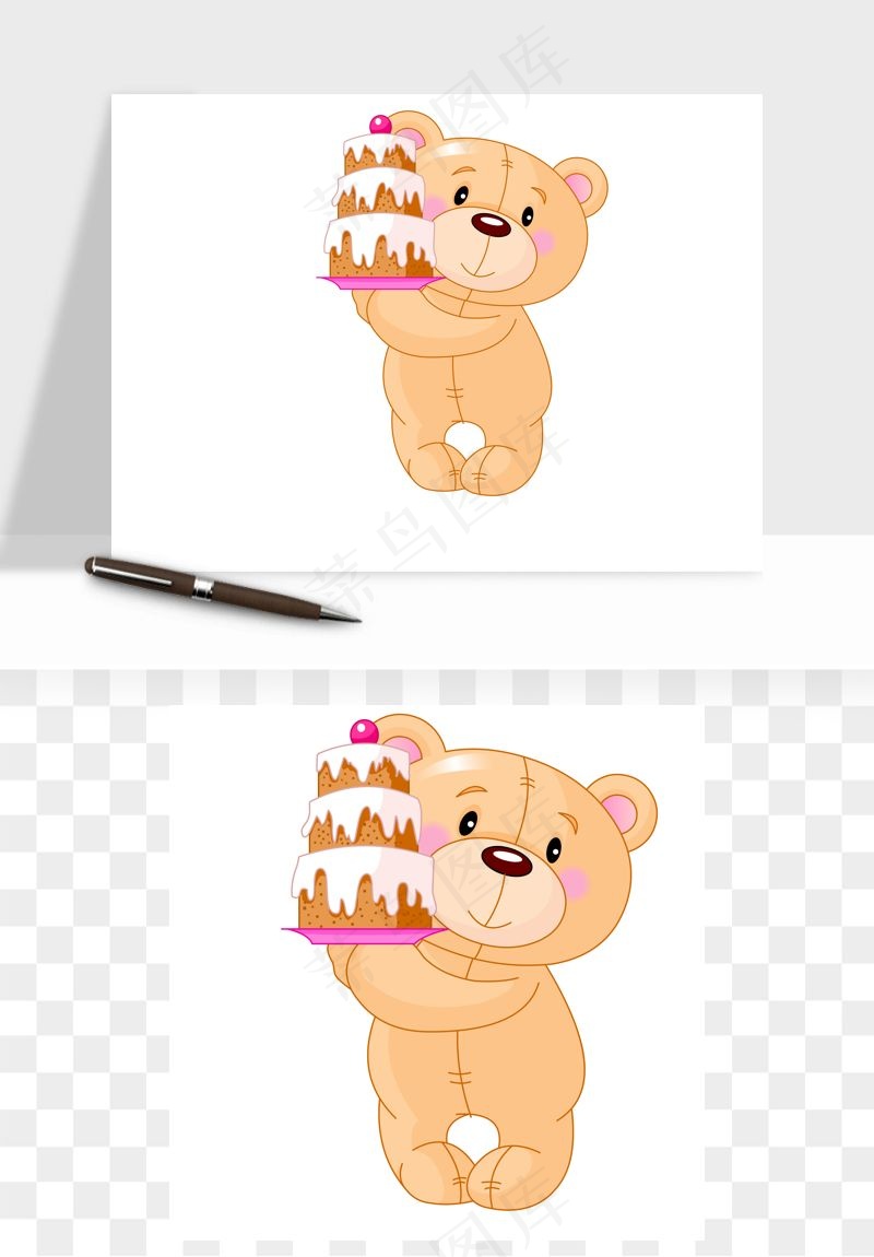 手绘小熊矢量png免抠