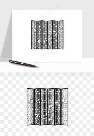 屏风国风元素png免抠
