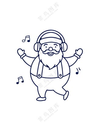 人物线条简笔画开心圣诞老人
