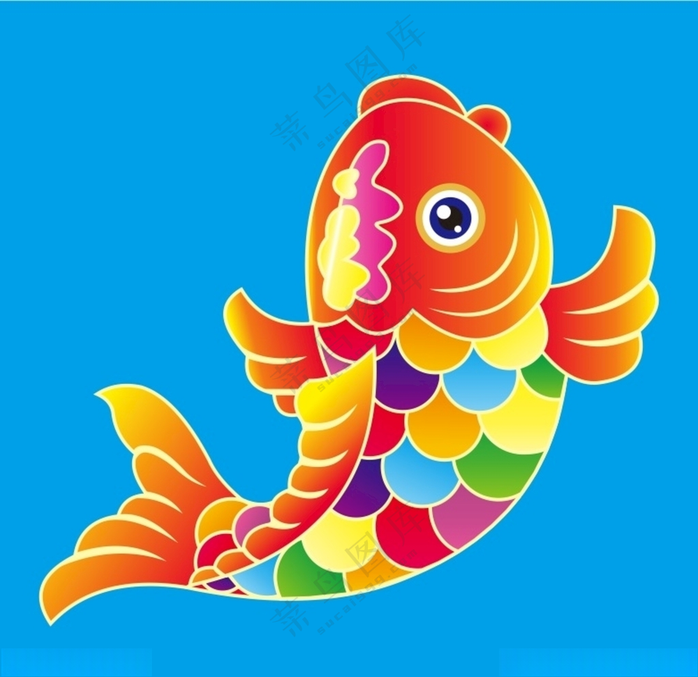 鲤鱼跳龙门 上肆中国古典元素矢量图