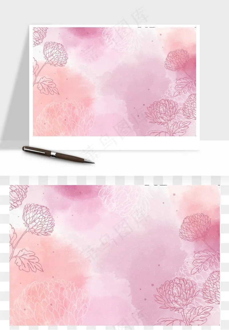 水彩花卉手绘矢量背景