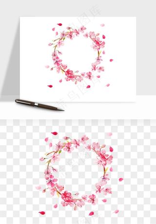 手绘花环边框浪漫png免抠