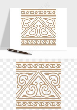 中式边框花纹图案png免抠