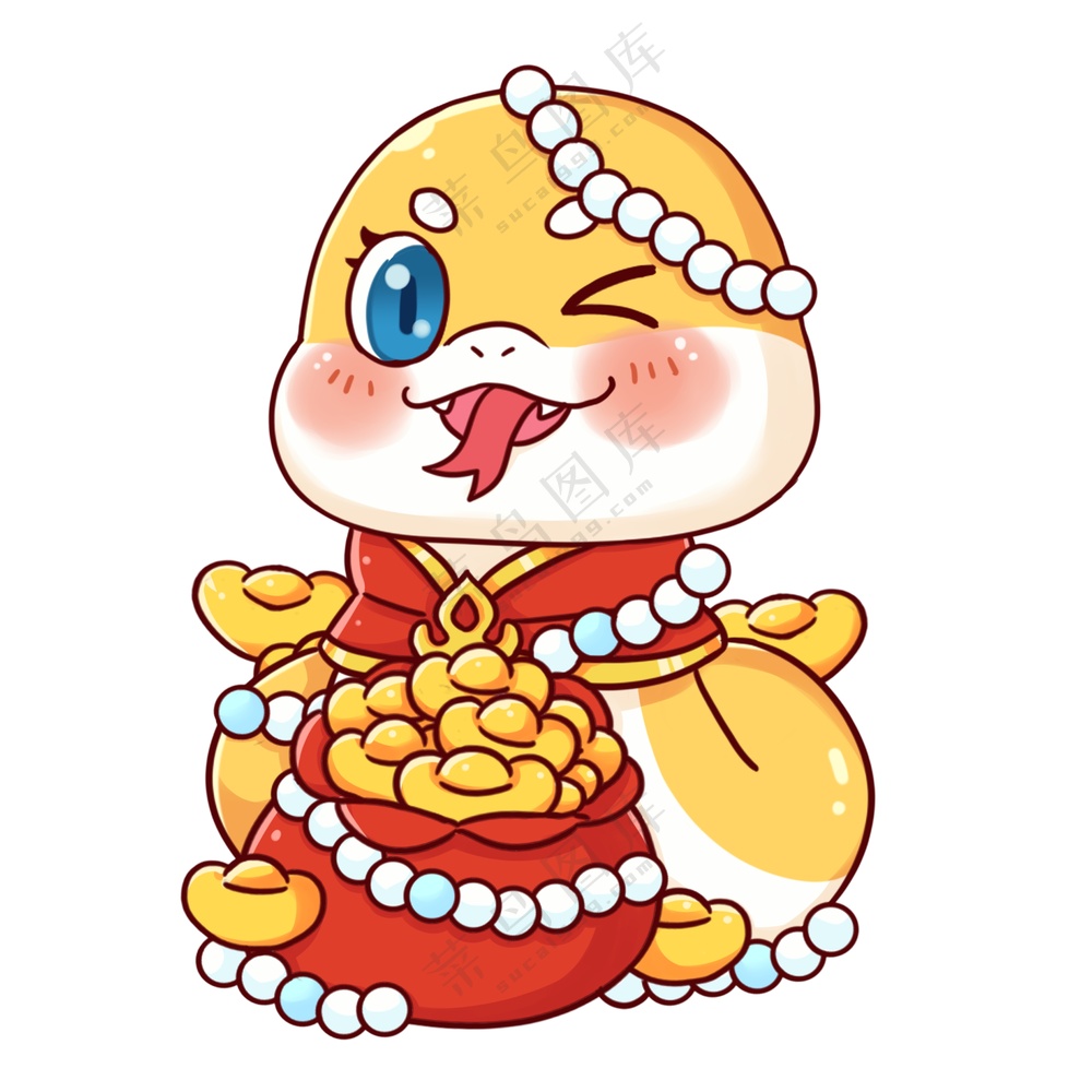 蛇年IP形象插画2025新春贺岁吉祥物蛇宝宝PSD分层图-11