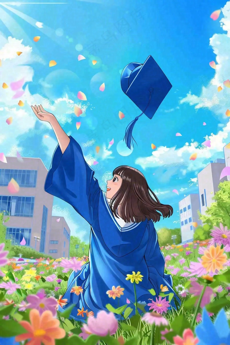 学生毕业季考试青春插画背景