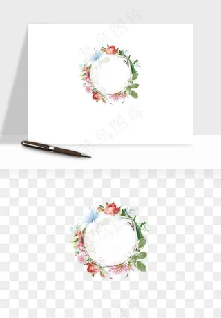 手绘花环边框浪漫png免抠