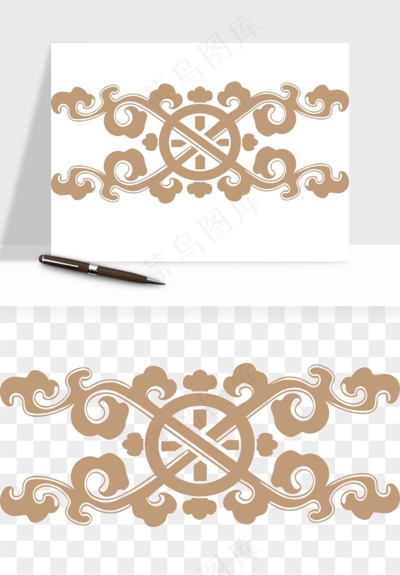 中式边框花纹图案png免抠